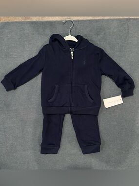 NWT 24M Ralph Lauren Kids Navy Zip Hoodie & Jogger Set